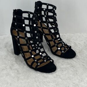 Report Black Caged Heels with Silver Accents WOMENS SIZE 8